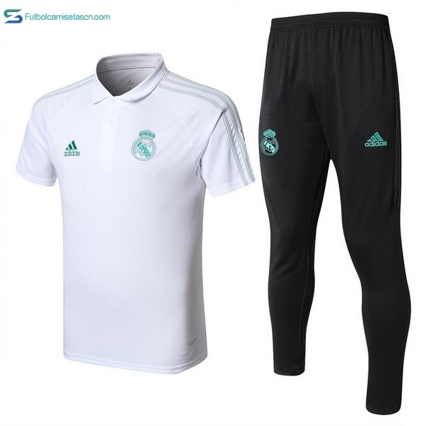 Polo Real Madrid Conjunto Completo 2017/18 Blanco